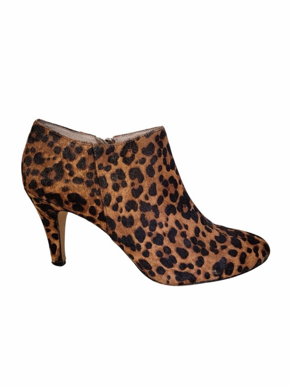 Vince Camuto Womens 8 Leopard Print Calf Hair Leather Ankle Booties